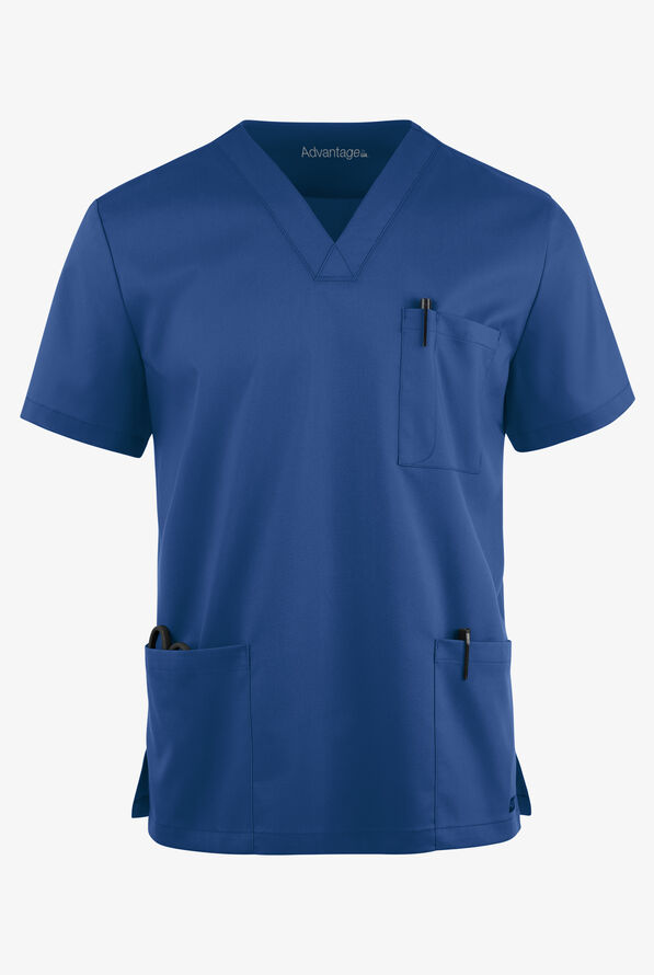 Advantage STRETCH Men's 6-Pocket V-Neck Scrub Top - Royal - 1