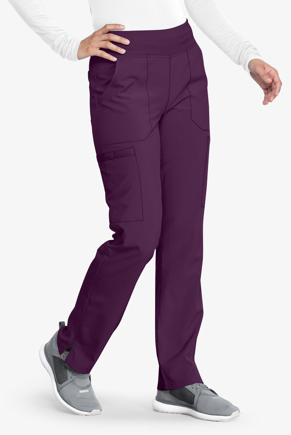 Dickies EDS Essentials Women's 7-Pocket STRETCH Elastic Waistband Cargo Scrub Pants - Eggplant - 3