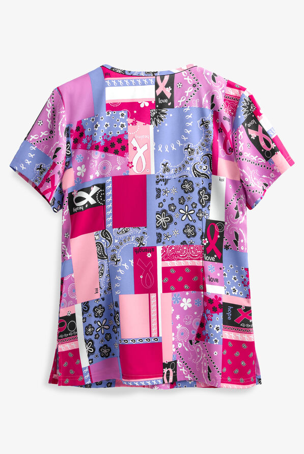 koi Basics Bandana Women's 2-Pocket V-Neck Print Scrub Top - null - 2