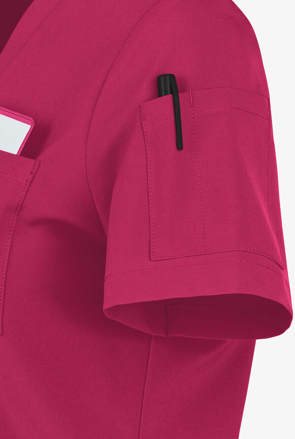 Easy STRETCH Chloe Women's 3-Pocket V-Neck Tuck-In Scrub Top - Anemone - 3