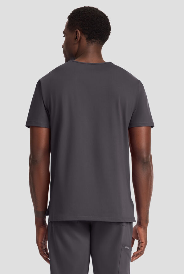 Cherokee Achieve Men's 1-Pocket STRETCH V-Neck Knit Scrub Top - Pewter - 3