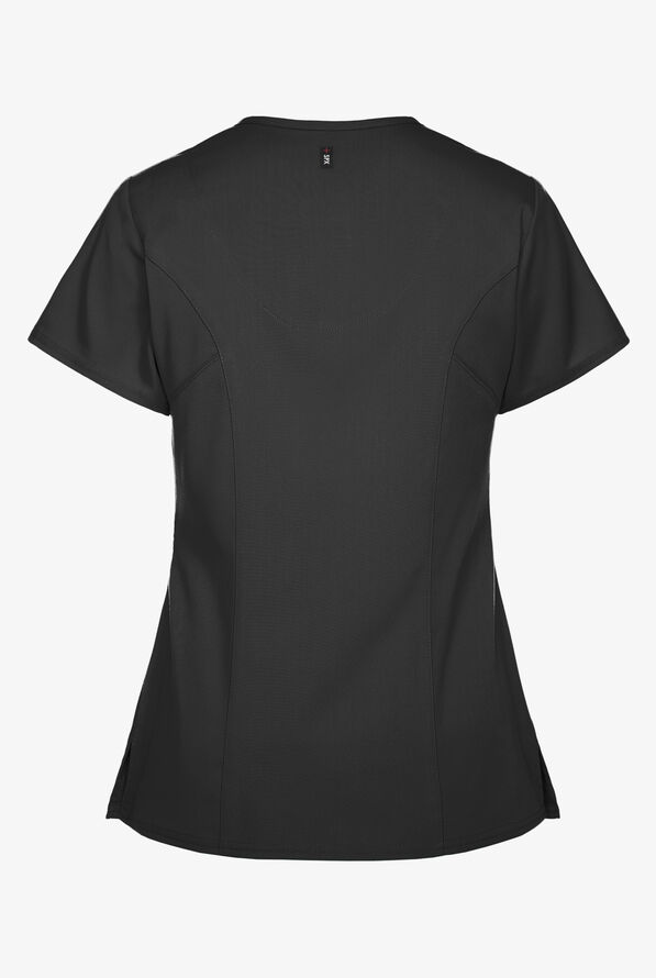 Grey's Anatomy by Barco Spandex STRETCH Kim Women's 3-Pocket Mock Wrap Scrub Top - Black - 3