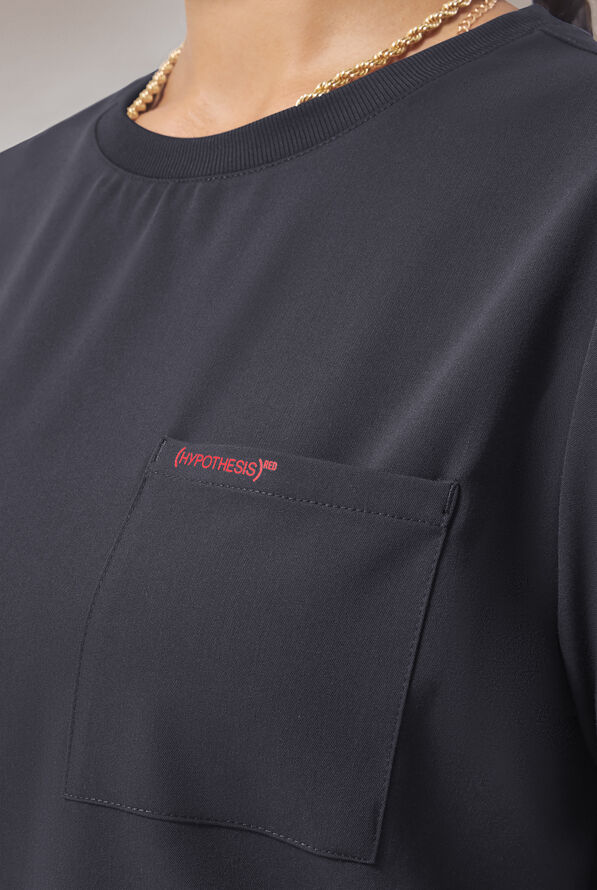 Blusa médica Hypothesis (RED) Base STRETCH con cuello redondo y 1 bolsillo para mujer - Pewter - 2