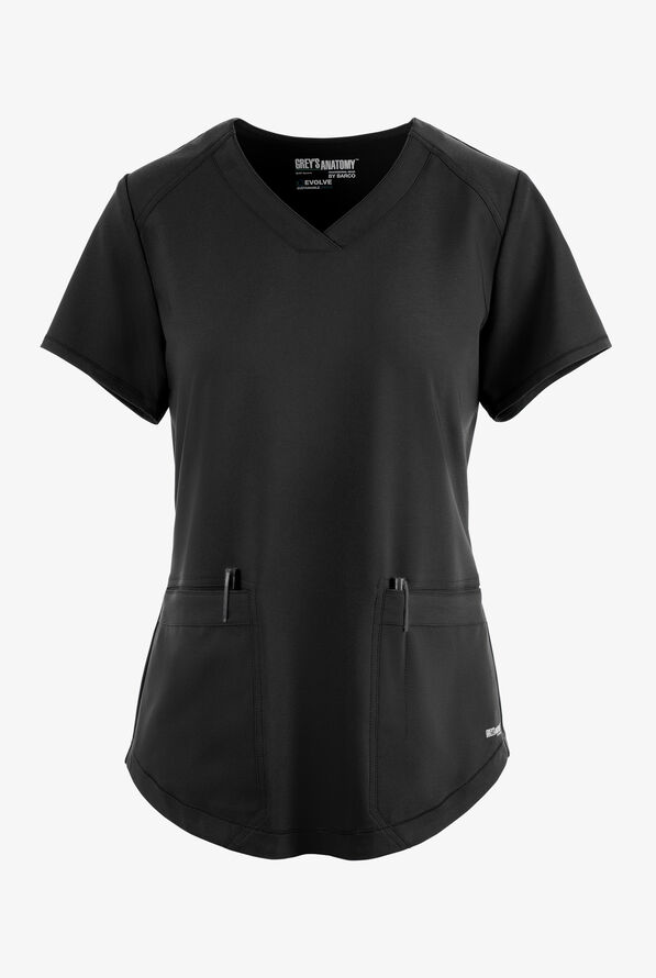 Blusa médica Grey's Anatomy by Barco Evolve STRETCH Rhythm con cuello en V y 2 bolsillos para mujer - Black - 1