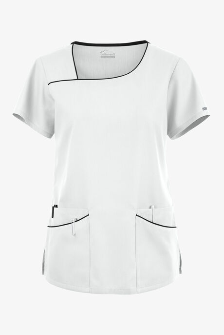 Butter-Soft Originals Women's 4-Pocket Asymmetrical Neck Scrub Top