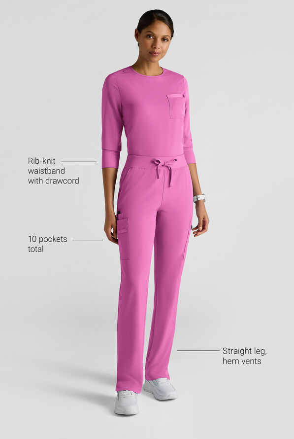 Pantalón médico WhisperLite de estilo moderno con piernas rectas para mujer - Magnesium Pink - 3