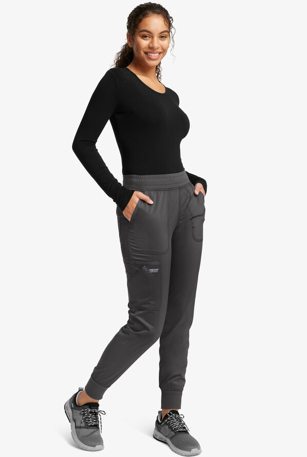 Cherokee Workwear Revolution Women's 5-Pocket STRETCH Cargo Jogger Scrub Pants - Pewter - 4