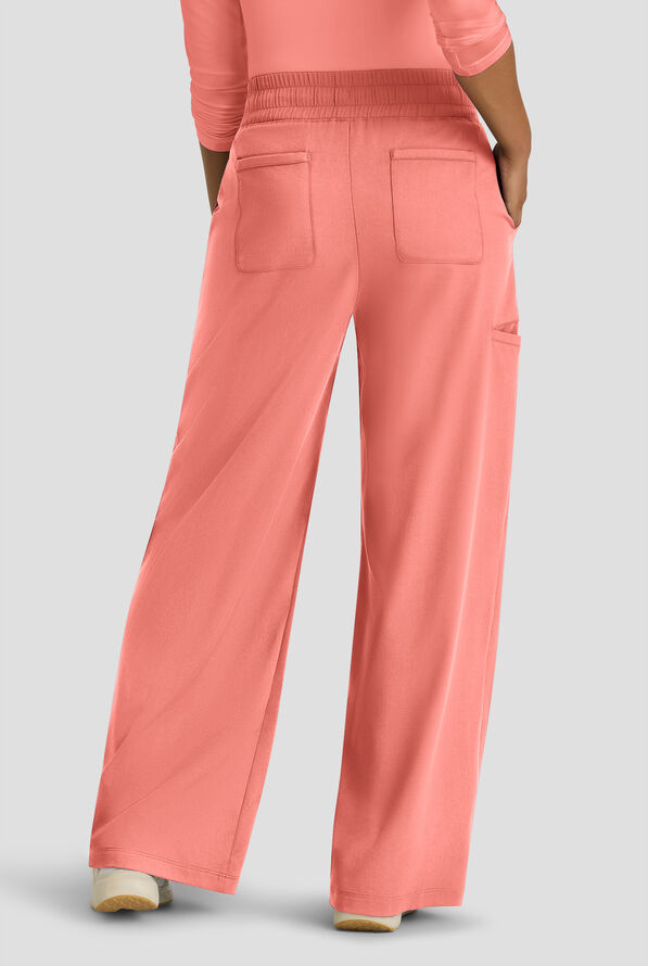 Grey's Anatomy by Barco Emerge Emerson Women's 5-Pocket STRETCH High-Rise Wide Leg Scrub Pants - Bright Papaya - 2