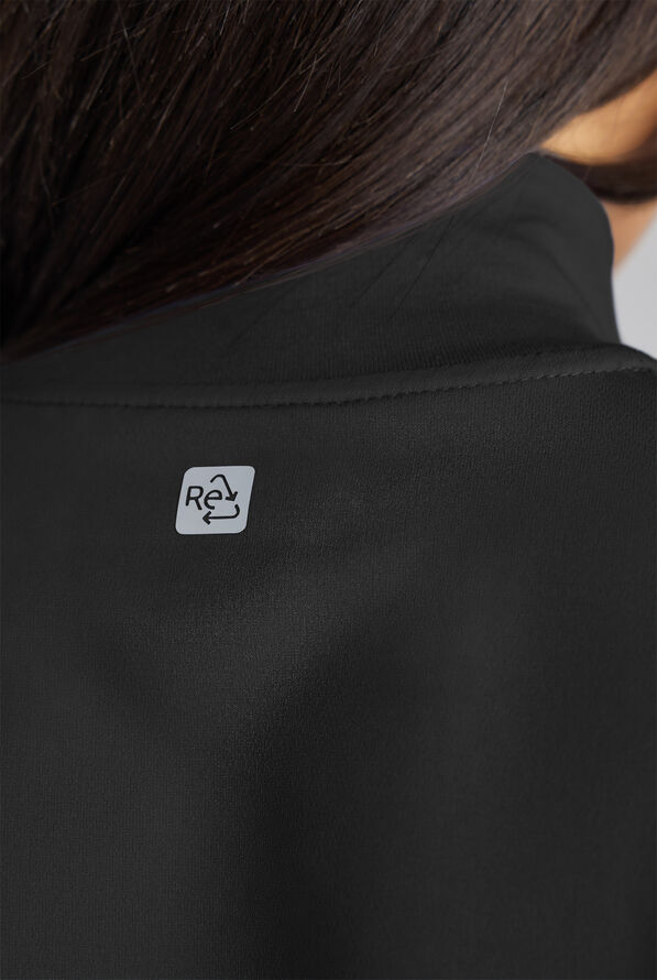 ReSurge Rhine Women's 5-Pocket Oversized Half Zip Stand Collar Scrub Top - Black - 6