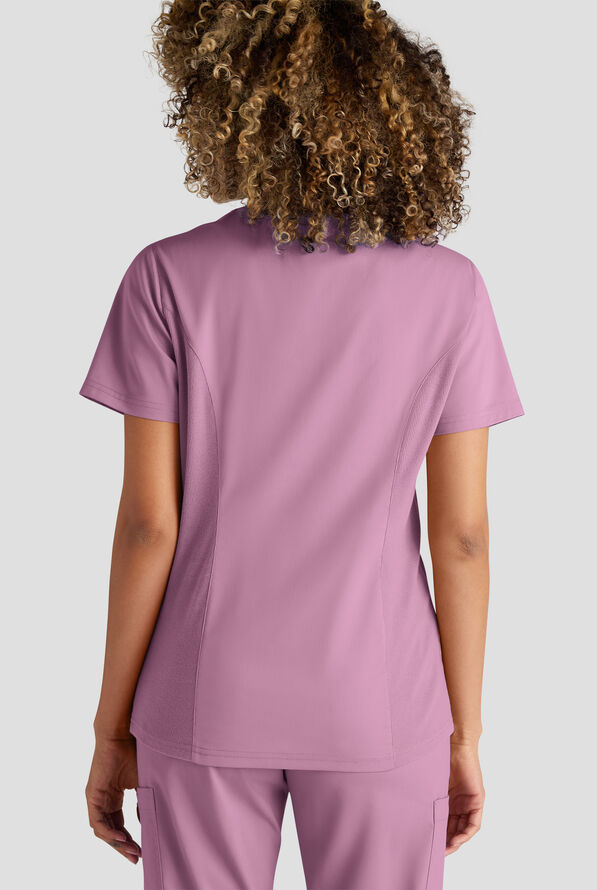Butter-Soft STRETCH FLXTEK+ Women's 3-Pocket Crew Neck Scrub Top - Smokey Mauve - 6