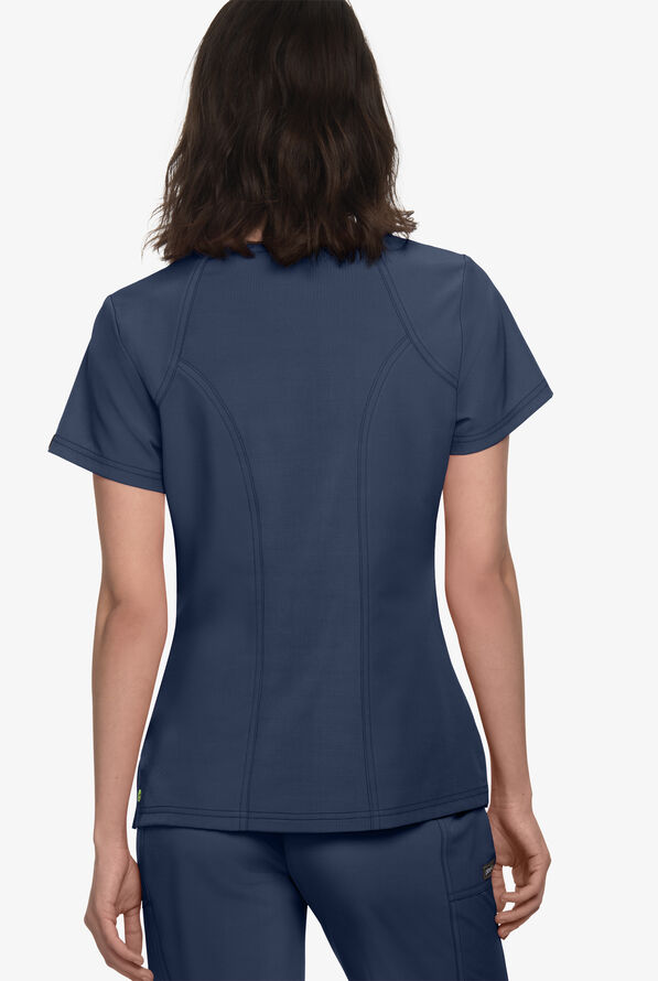 Planet koi Renew Women's 1-Pocket V-Neck STRETCH Tuck In Scrub Top - Navy - 4