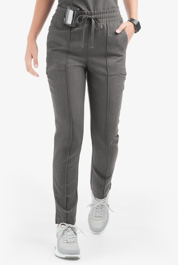 Movement by Butter-Soft Capricorn Women’s 7-Pocket Skinny Pintuck Scrub Pants - Graphite Heather - 1