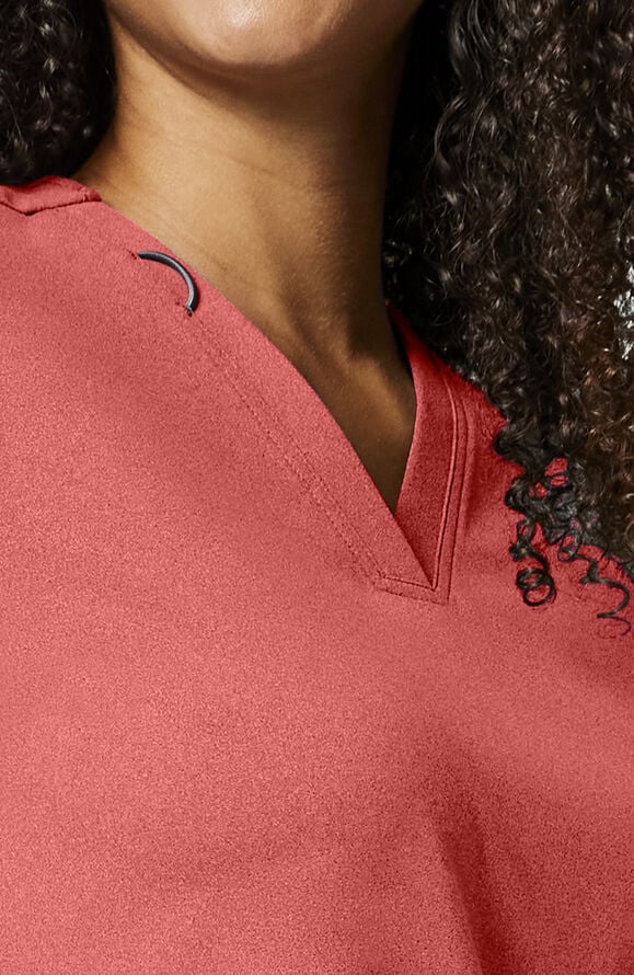Cherokee Achieve Women's 2-Pocket STRETCH Knit V-Neck Scrub Top - True Coral - 5