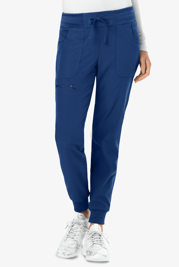 heartsoul Scrubs Break On Through Women's 6-Pocket STRETCH Elastic Cuff Jogger Scrub Pants - Petite - Navy - 1