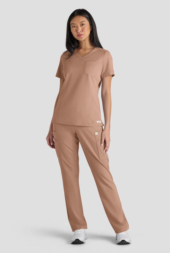 Blusa m&eacute;dica ReSurge Diamond con cuello en V y 3 bolsillos para mujer - Warm Terrazzo - 7