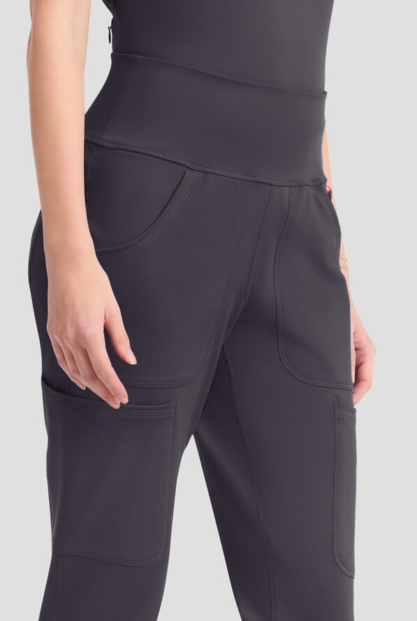 Med Couture Amp Knit Women's 5-Pocket STRETCH High-Rise Cargo Jogger Scrub Pant - Pewter - 2