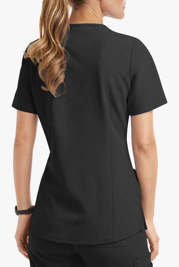 Blusa m&eacute;dica MOVEMENT by Butter-Soft Capella estilo cruzado con 5 bolsillos para mujer - Black - 3