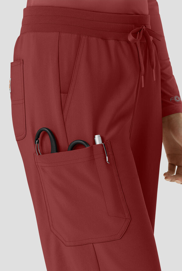 Carhartt Cross-Flex Force Boot Cut Women's 6-Pocket STRETCH Convertible Drawstring Cargo Scrub Pants - Amber Terrain - 3