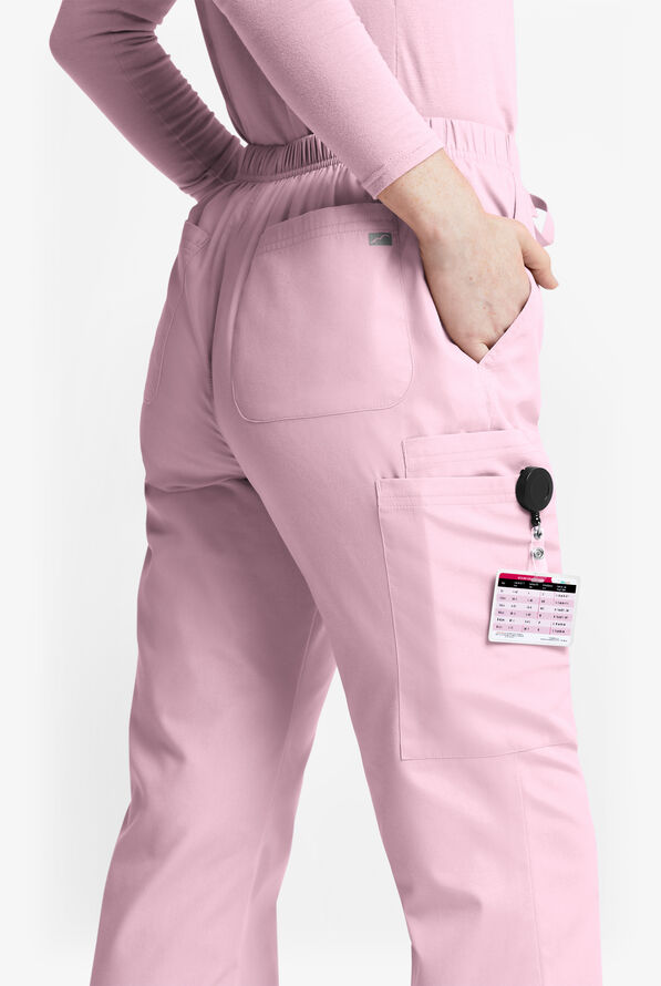 Butter-Soft Originals Women's 6-Pocket Mid Rise Flare Leg Scrub Pants - Petite - Rose Quartz - 3