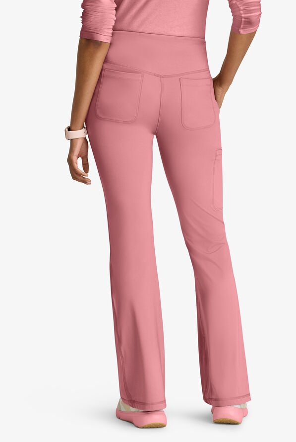 Grey's Anatomy by Barco Knit STRETCH Swift Women's 5-Pocket Fit & Flare Cargo Scrub Pants - Canyon Pink - 4