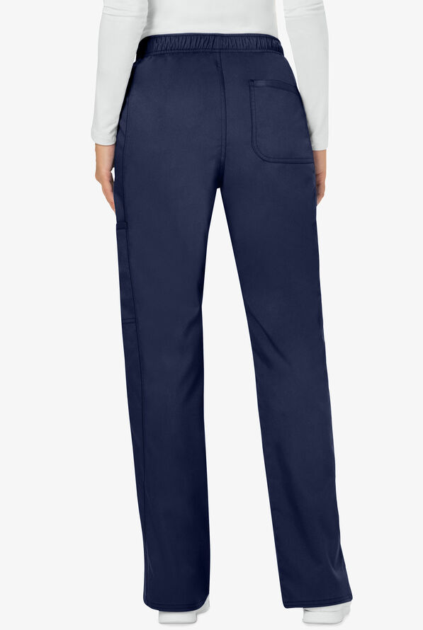 Cherokee Workwear Revolution Women's 5-Pocket STRETCH Drawstring Cargo Scrub Pants - Tall - Navy - 2