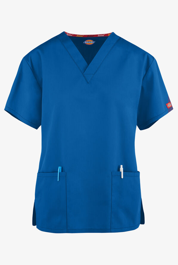 Dickies EDS Signature Women's 3-Pocket Classic Fit V-Neck Scrub Top - Royal - 1
