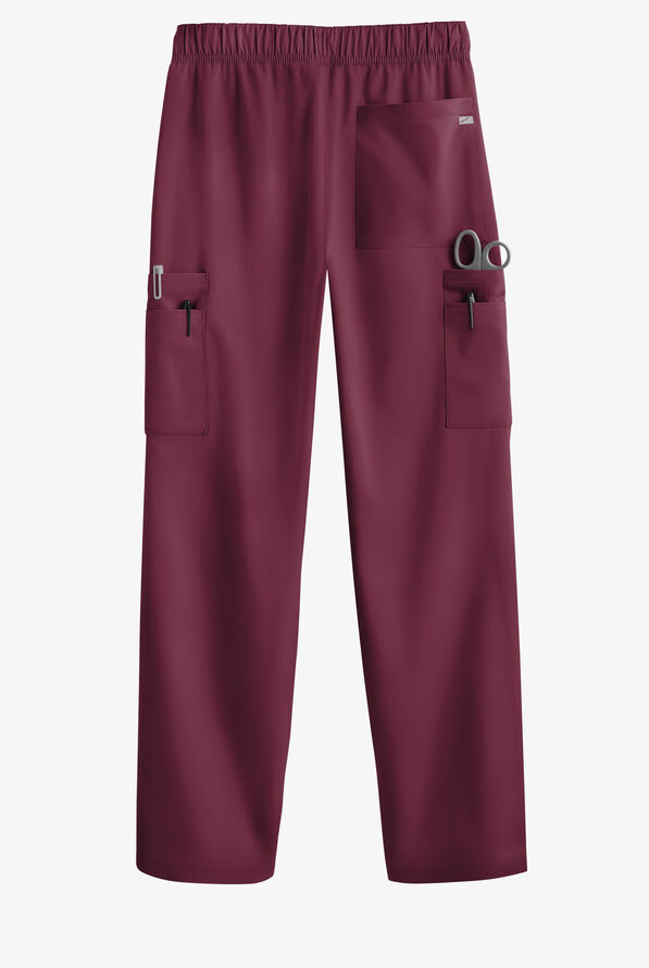 Butter-Soft Originals Men's 9-Pocket Straight Leg Cargo Scrub Pants - Wine - 3