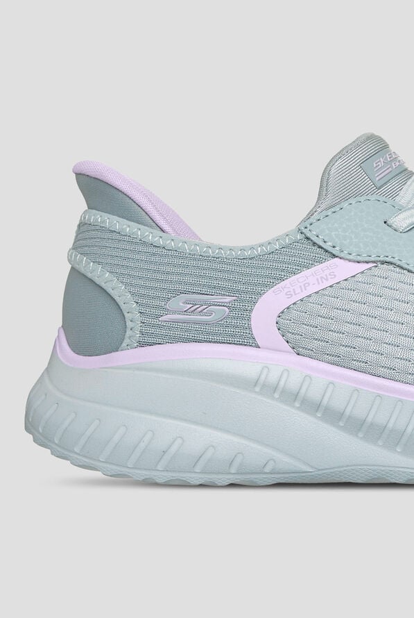 Skechers Bobs Sport Gray/Lavender Women's Slip-Ins Bungee Mesh Sneaker - null - 4
