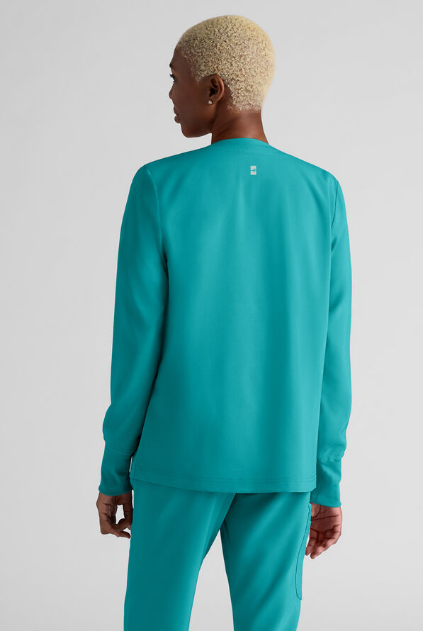 Chaqueta m&eacute;dica Easy STRETCH con botones a presi&oacute;n y 3 bolsillos para mujer - Teal - 2