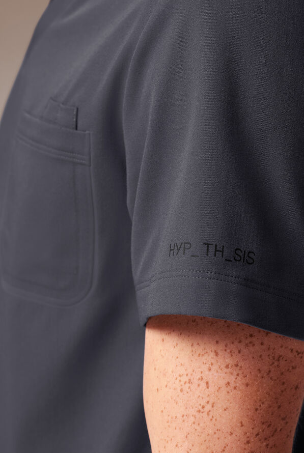 Hypothesis System Men’s 3-Pocket V-Neck Tuck In/Wear Out Scrub Top - Pewter - 5