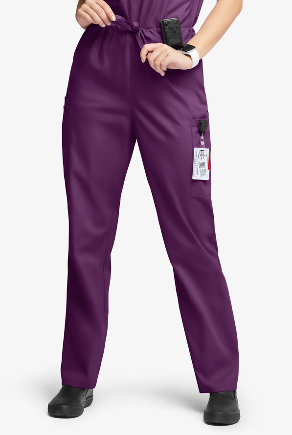 Butter-Soft Originals Unisex 4-Pocket Drawstring Relaxed Straight Leg Scrub Pants - Eggplant - 1