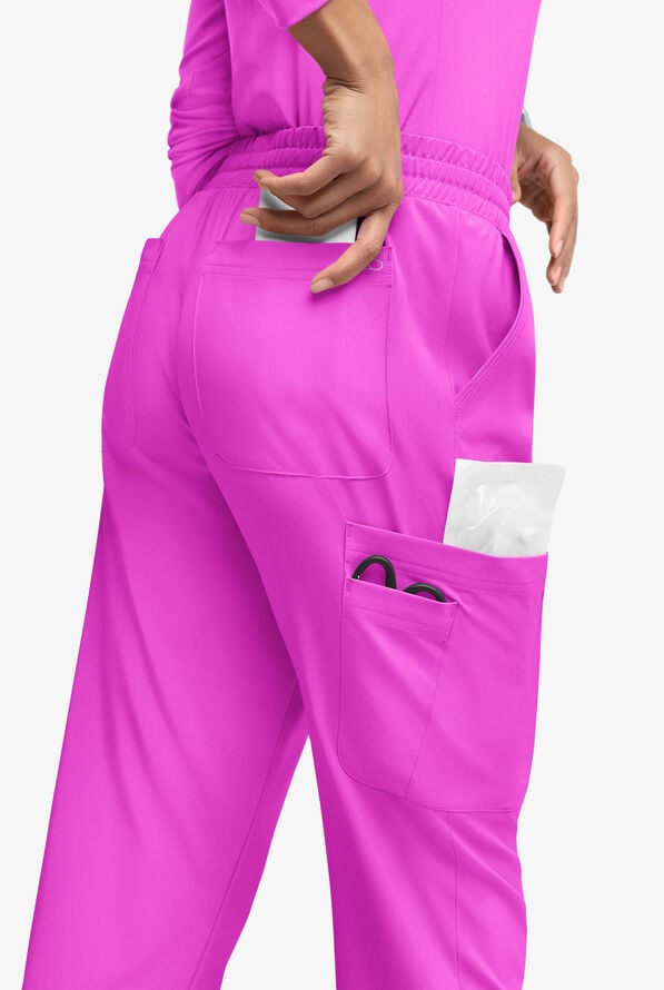 Pantal&oacute;n m&eacute;dico Easy STRETCH Naya con piernas rectas y 6 bolsillos para mujer - Electric Fuchsia/Purple Swirl - 4