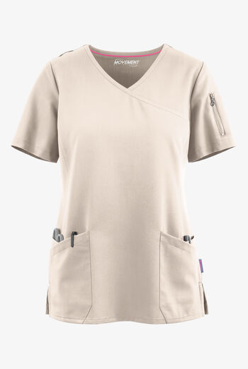 MOVEMENT by Butter-Soft Capella Women's 5-Pocket Faux Wrap STRETCH Scrub Top