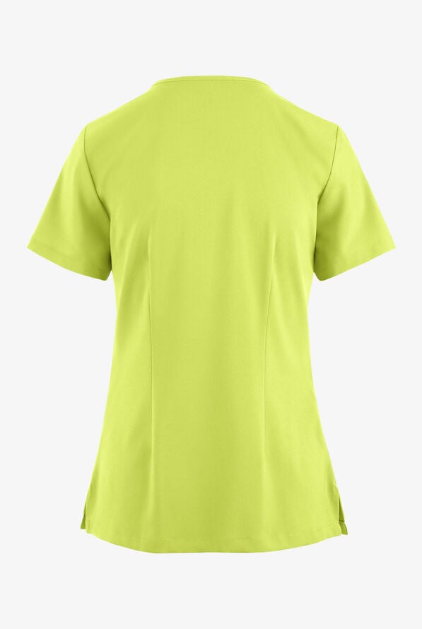 Easy STRETCH Gisele Women's 4-Pocket Lace Up V-Neck Scrub Top - Fresh Lime - 4