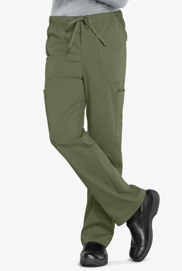 Cherokee Workwear Professionals Men's 5-Pocket STRETCH Cargo Scrub Pants - Olive - 1
