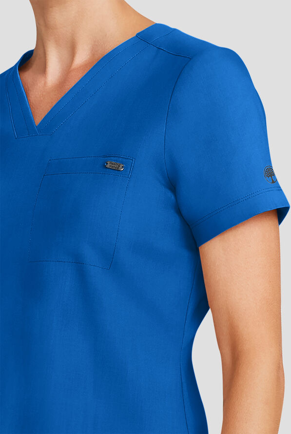 Healing Hands Quest Women's 1-Pocket STRETCH Tuck In V-Neck Scrub Top - Royal - 3