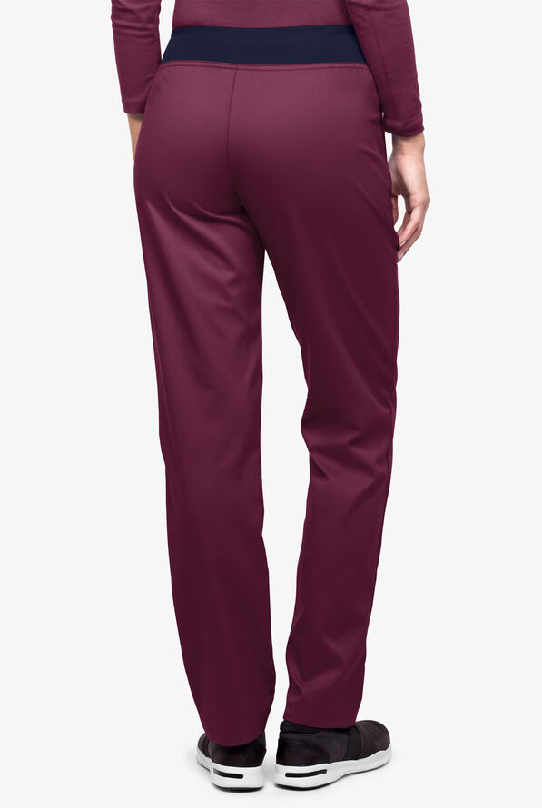 Strictly Scrubs Women's 3-Pocket Straight Leg Yoga Scrub Pants - Wine/Navy - 2
