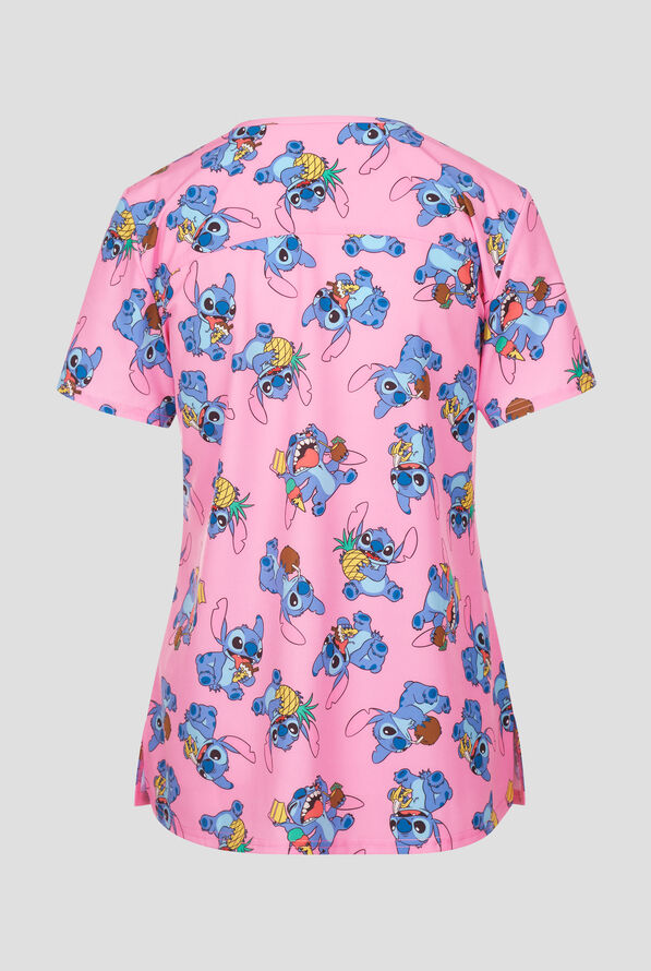 Blusa médica estampada FUNSCRUBS Disney's Stitch STRETCH con cuello en V y 2 bolsillos para mujer - null - 2