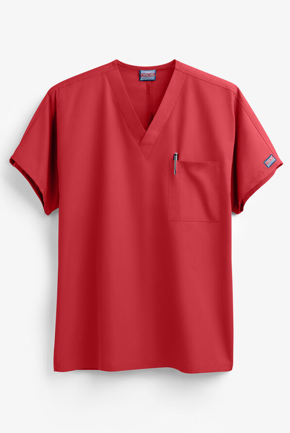 Cherokee Workwear Unisex 1-Pocket V-Neck Scrub Top - Red - 1