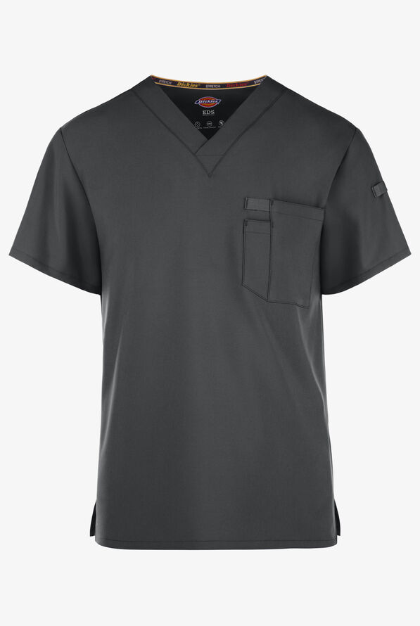 Dickies EDS Essentials Men's 1-Pocket STRETCH V-Neck Scrub Top - Pewter - 1