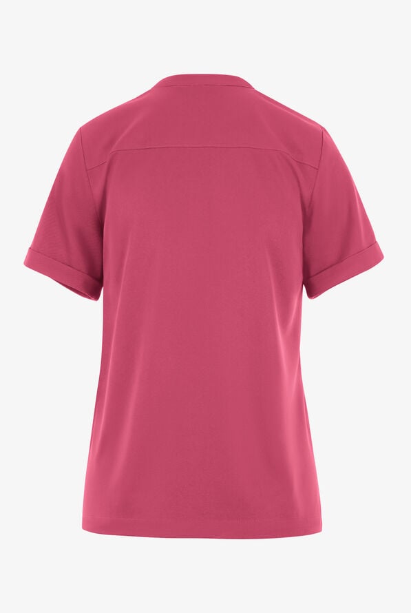 HH Works by Healing Hands Macy Women's 1-Pocket STRETCH Mandarin Collar Tuck In Scrub Top - Cherry Wine - 2