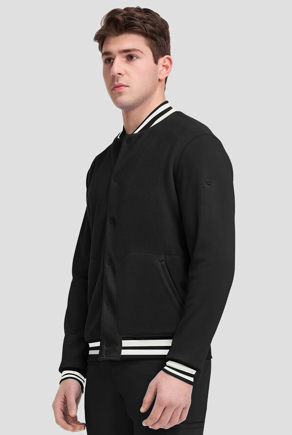 Infinity Pursuit Men's 3-Pocket STRETCH Sports Bomber Scrub Jacket - Black - 2