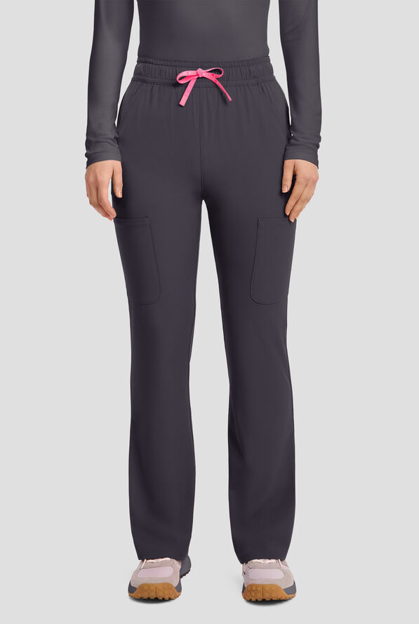 Pantalón médico Med Couture Amp STRETCH de tiro alto estilo cargo con piernas acampanadas y 4 bolsillos para mujer - Pewter - 1