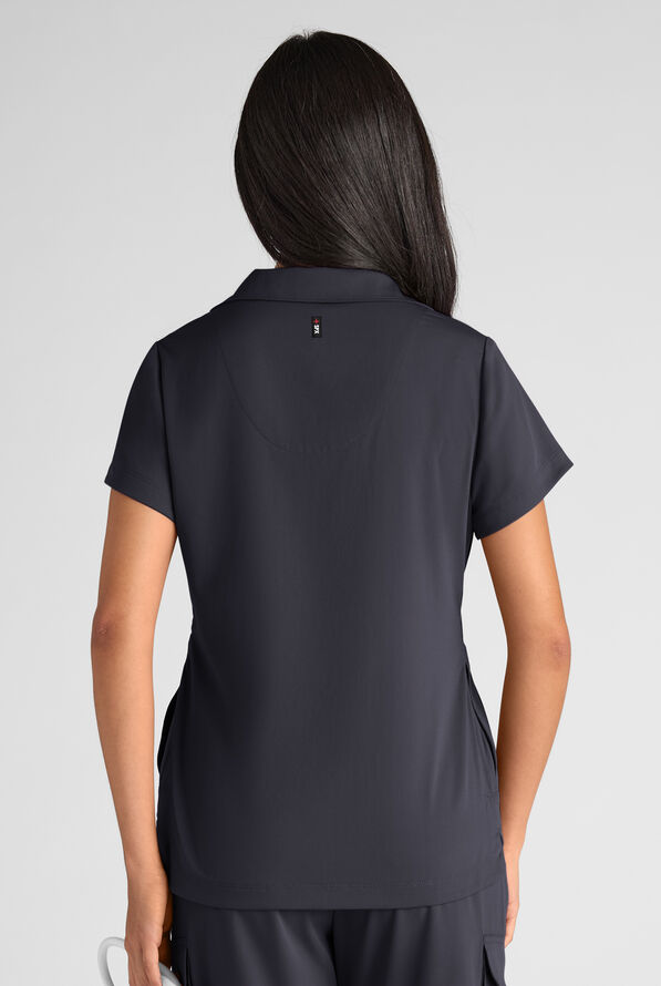 Grey's Anatomy by Barco Emerge Emery Women's 3-Pocket STRETCH Collar V-Neck Scrub Top - Steel Gray - 3