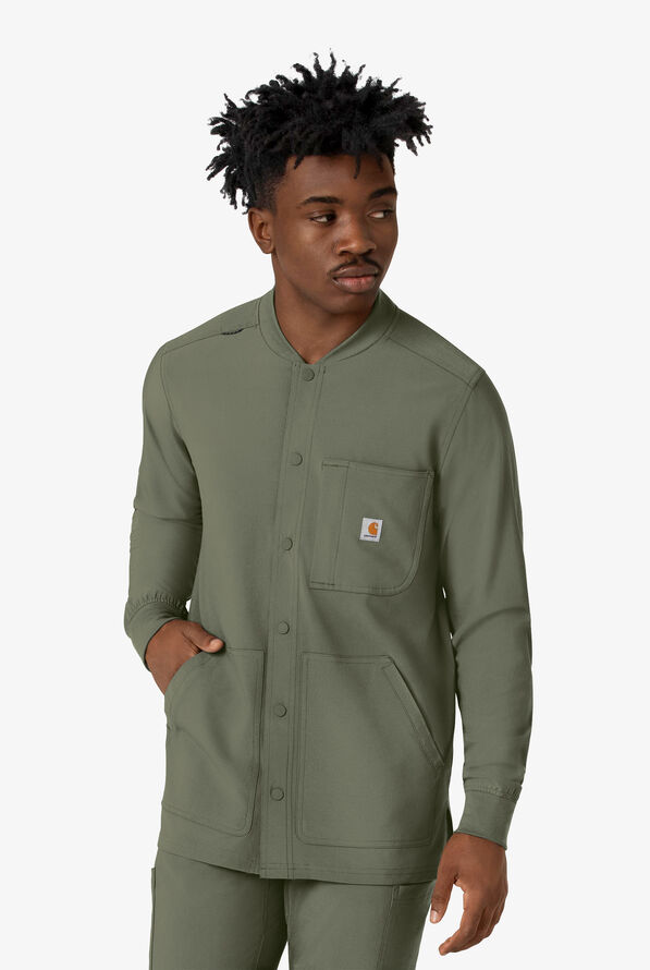 Carhartt Cross-Flex Men's 4-Pocket STRETCH Scrub Jacket - Olive - 2
