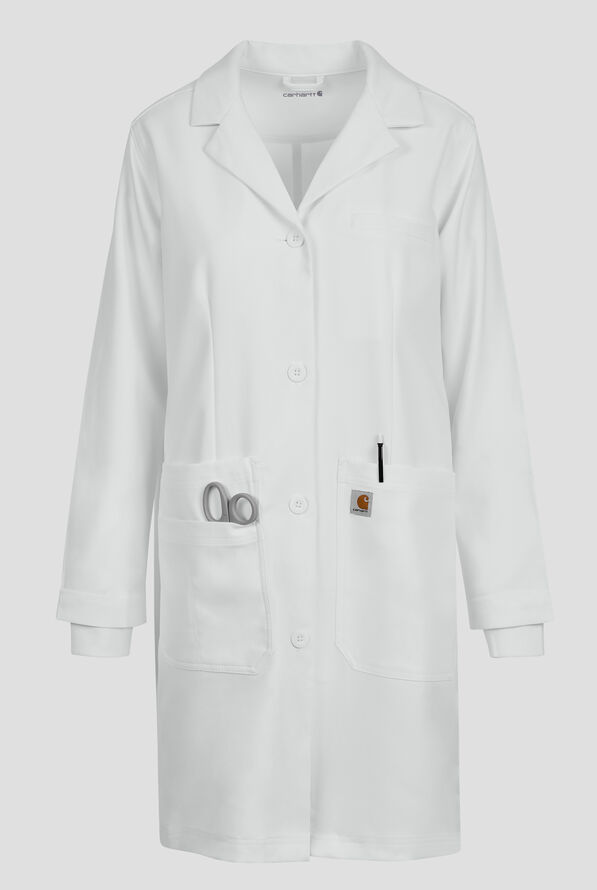 Carhartt Performance Layers Women's 38" 6-Pocket Long Lab Coat - White - 1