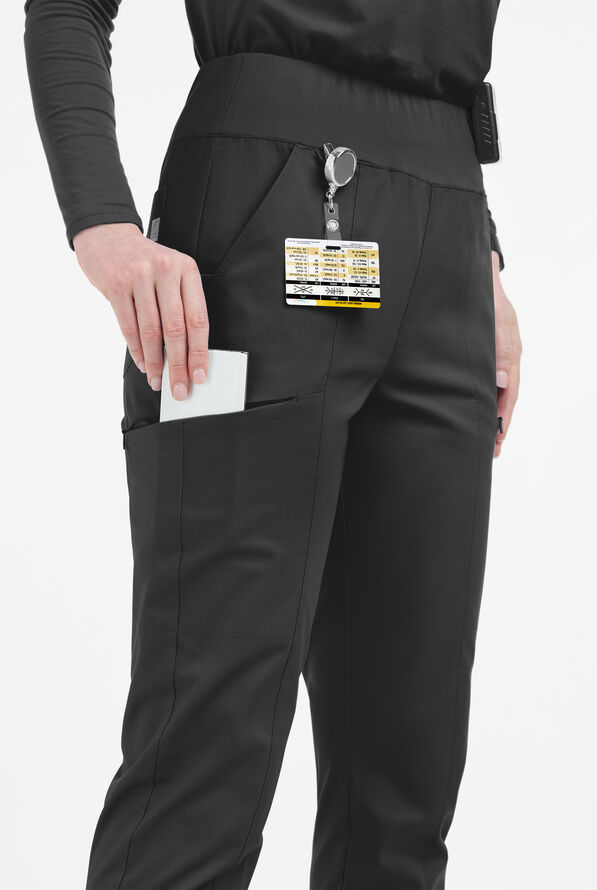 Pantalón médico Butter-Soft de tiro alto con piernas delgadas estilo yoga y 6 bolsillos para mujer - Black - 2