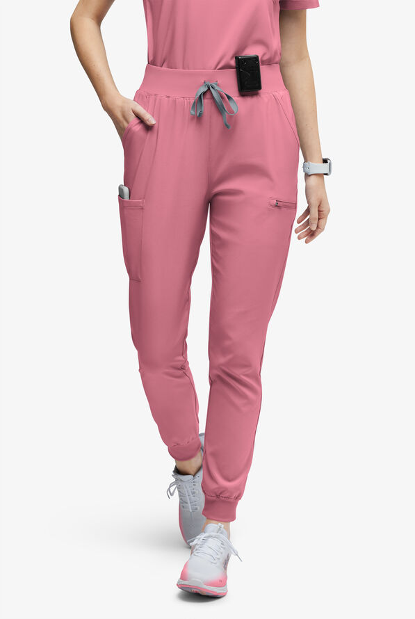 Easy STRETCH Olivia Women's 7-Pocket Slim Leg Jogger Scrub Pants - Tea Rose - 1