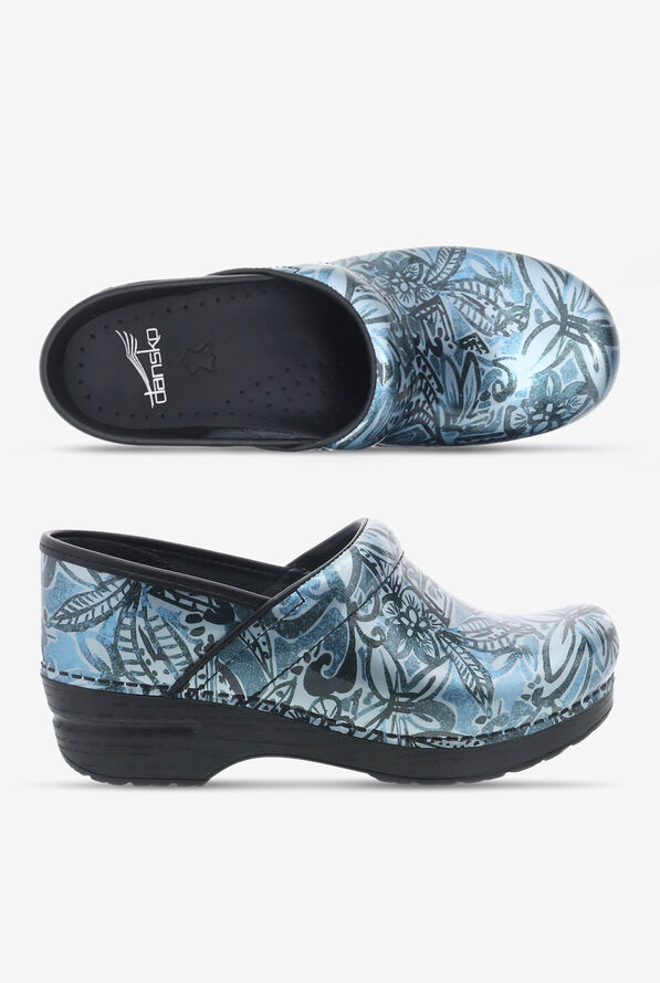 Dansko Women's Professional Denim Floral Patent Leather Nursing Clogs - null - 1