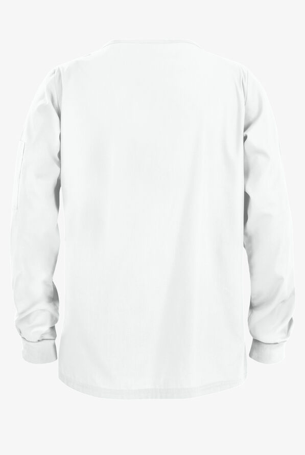 Butter-Soft Core Unisex 5-Pocket Long Sleeve Scrub Top - White - 3